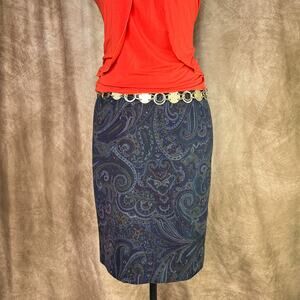 Vintage 90s Paisley Pencil Skirt Rocaille Print Midi Whimsigoth Dark Academia